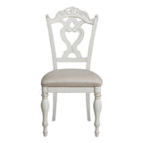 ZUN Victorian Style Antique White Desk Chair 1pc Upholstered Cushioned Seat Traditional Craving Wooden B011P151480