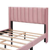 ZUN Full Size Storage Bed Velvet Upholstered Platform Bed with a Big Drawer - Pink WF296850AAH