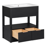 ZUN 30" Bathroom Vanity with Sink Top, Bathroom Cabinet with Open Storage Shelf and Two Drawers, One WF311619AAP