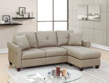 ZUN Beige Color Glossy Polyfiber Tufted Cushion Couch Sectional Sofa Chaise Living Room Furniture B011118996