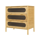 ZUN Bamboo 3 Drawer Cabinet, Buffet Sideboard Storage Cabinet, Buffet Server Console Table, for Dining W68870277