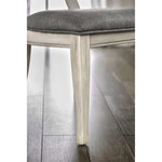 ZUN Set of 2 Padded Gray Fabric Dining Chairs in Antique White Finish B016P156827