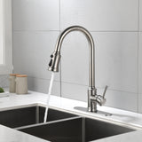 ZUN Single Handle High Arc Pull Out Kitchen Faucet,Single Level Stainless Steel Kitchen Sink Faucets 17336740