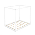 ZUN Full Size Canopy Platform Bed with Support Legs,White WF293231AAK