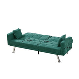 ZUN Square Arm Armrests, Dark Green Linen Convertible Sofa and Sofa Bed W112852900