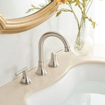 ZUN J-Spout 8 in. Widespread 2-Handle Bathroom Sink Faucet in Brushed Nickel W123247658