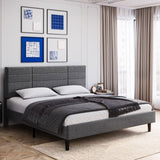 ZUN Molblly Queen Size Bed Frame with Upholstered Headboard, Strong Frame, and Wooden Slats Support, W2276138841