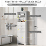 ZUN White Tall Storage Cabinet with 3 Drawers and Adjustable Shelves for Bathroom, Kitchen and Living WF298151AAK