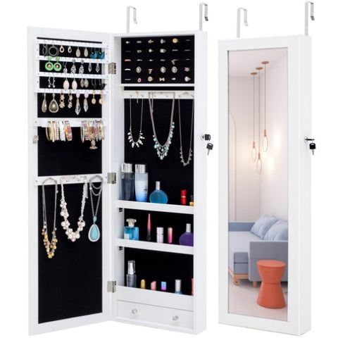 ZUN Fashion Simple Jewelry Storage Mirror Cabinet Can Be Hung On The Door Or Wall W40718050