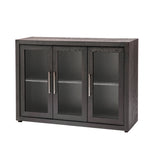 ZUN U-Style Wood Storage Cabinet with Three Tempered Glass Doors and Adjustable Shelf,Suitable for WF309063AAP