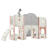 ZUN Kids Slide Playset Structure 9 in 1, Freestanding Spaceship Set with Slide, Arch Tunnel, Ring Toss, PP319755AAH