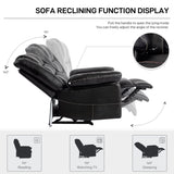 ZUN Breathable Leather Massage Recliner Chair, Manual Living Room Reclining Sofa W1692128249