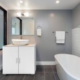 ZUN Double Door Bathroom Sink Cabinet White 71471096