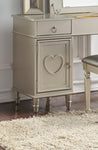 ZUN Bedroom Vanity Set w Stool Open Up Mirror Storage Space Drawers Rubber wood Ring Pull Handles Silver B011113341