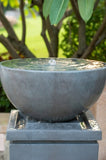 ZUN 44.5" Polyresin Gray Zen Bowl Water Fountain, Outdoor Bird Feeder /Bath Fountains, Relaxing Water W2078125236