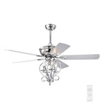 ZUN 52 inch 4 Lights Ceiling Fan with 5 Wood Blades, Two-color fan blade, AC Motor, Remote Control, W1592123233