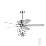 ZUN 52 inch 4 Lights Ceiling Fan with 5 Wood Blades, Two-color fan blade, AC Motor, Remote Control, W1592123233