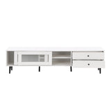 ZUN ON-TREND Chic Elegant Design TV Stand with Sliding Fluted Glass Doors, Slanted Drawers Media Console WF308423AAK