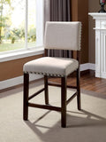 ZUN Set of 2 Linen Upholstered Dining Chairs with Nailhead Trim in Brown Cherry and Ivory B016P154455