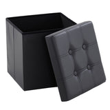 ZUN FCH 38*38*38cm Pull Point PVC MDF Foldable Storage Footstool Black 28492687