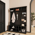 ZUN Hall Tree with Shoe Bench, Coat Rack ,Shoe Storage ,Storage Shelves and Pegboard, for Hallways, W757P148150