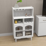 ZUN Living room White wine cabinet with removable wine rack and wine glass rack, a glass door cabinet W28265029