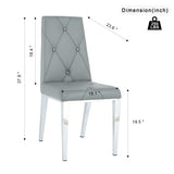 ZUN Modern simple light luxury dining chair Grey chair Home bedroom stool back PU electroplated chair W210122522