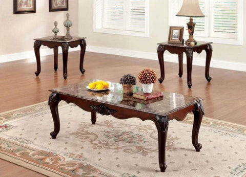 ZUN Formal Traditional 3pc Table set Occasional Living Room Furniture 1x Coffee Table And 2x End B011104625