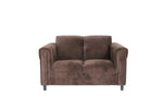 ZUN Dark Brown Suede Loveseat Sofa for Living Room, Modern Décor Love Seat Mini Small Couches for Small B124142407