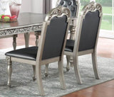 ZUN Majestic Formal Set of 2 Side Chairs Grey / Silver Finish Rubberwood Dining Room Furniture Intricate B011138658