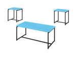 ZUN GT 3 Piece Blue Carbon Fiber Wrap Coffee Table and End Table Set B061110722