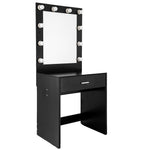 ZUN FCH With a Light Cannon Large Mirror Single Drawer Dressing Table Black 93429846