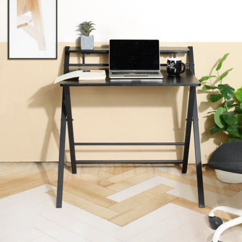 ZUN 32.1'' Folding Desk, 2 Tier Foldable Writing Table Assembled Saves Space for Home Office Study, W1314P166477