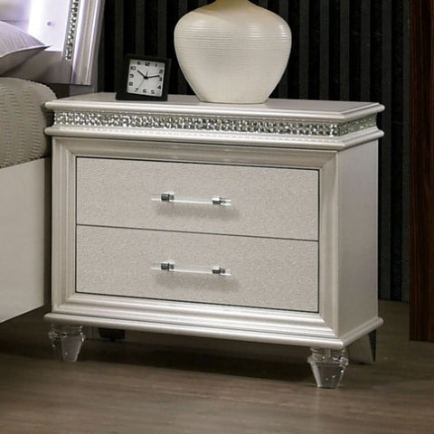 ZUN Classic Pearl White 1pc Nightstand Only Contemporary Solid wood 2-Drawers Felt-lined Top English B01181028