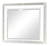 ZUN Crystal Modern Mirror made with Wood Finished in White B00970959