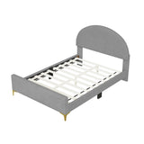 ZUN Full Size Upholstered Platform Bed with Classic Semi-circle Shaped headboard and Mental Legs, WF314749AAE
