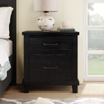 ZUN Rustic Farmhouse Style Solid Pine Wood Blackwash Two-Drawer Nightstand for Bedroom, Living Room, WF301524AAP