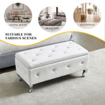 ZUN Upholstered Storage Ottoman Bench For Bedroom End Of Bed Faux Leather Rectangular Storage Benches W2268P146682