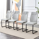 ZUN Equipped with faux leather cushioned seats - living room chairs with black metal legs, suitable for W1151112878