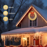 ZUN 48in Pre-Lit Outdoor Christmas Wreath Decoration, LED Metal Holiday Decor for Home Exterior, Garden 83506434