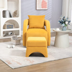 ZUN House hold Accent Chair with Ottoman, Mid Century Modern Barrel Chair Upholstered Club Tub Round W1588128122