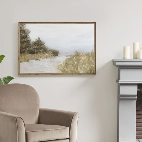 ZUN Abstract Landscape Framed Canvas Wall Art B03599418