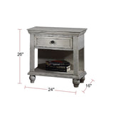 ZUN 1 Drawer Nightstand with Bottom Shelf In Antique White SR015471