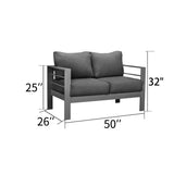ZUN Comfortable Couch Grey Patio Outdoor Double Small Sleeper Sofa Furniture With Aluminum Frame W1828140148