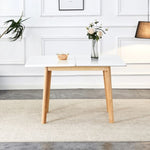 ZUN Imitation marble white sintered stone tabletop with rubber wooden legs, computer desk, W1151P145191