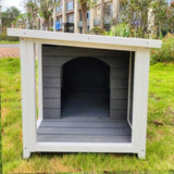 ZUN Outdoor Puppy Dog Kennel ,Waterproof Dog Cage, Wooden Dog House with Porch Deck W77352527