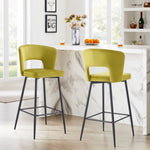 ZUN SET OF 2 Cloth armless Yellow Fashion fabric stool, Counter Height Modern Velvet backrest Fabric bar W2118P143549