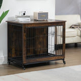 ZUN 38 Inch Heavy-Duty Brown Dog Crate Furniture 95235187