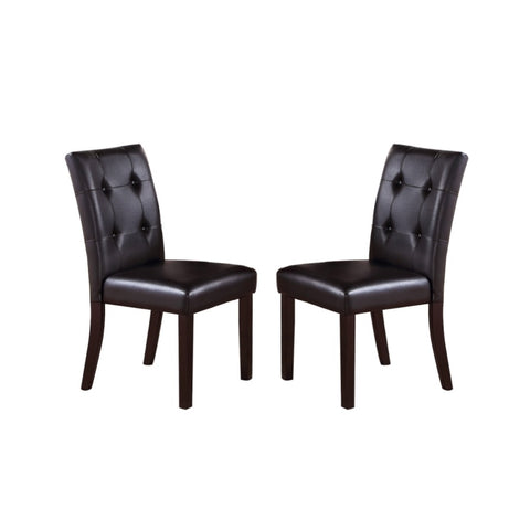 ZUN Leroux Upholstered Dining Chairs With Button Tufted, Dark Brown SR011078