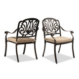 ZUN Set of 2 Cast Aluminum Patio Dining Chairs with Cushions, Stackable Outdoor Bistro Chairs for 96662218